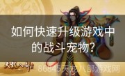 如何快速升级游戏中的战斗宠物？