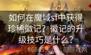 如何在魔域sf中获得珍稀徽记？徽记的升级技巧是什么？