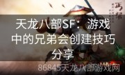 天龙八部SF：游戏中的兄弟会创建技巧分享