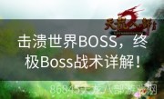 击溃世界BOSS，终极Boss战术详解！